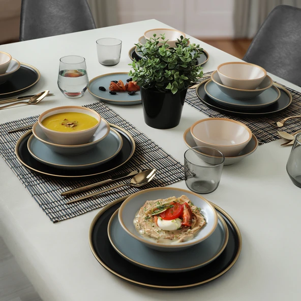 Keramika Safir Gri Yemek Takımı 6 Kişilik 24 Parça 624-995 - 8