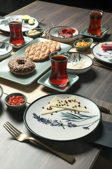 Keramika Keraart Çiçek Bahçesi Kahvaltı Takımı 21 Parça 4 Kişilik - 18939-40-42-43 - 2