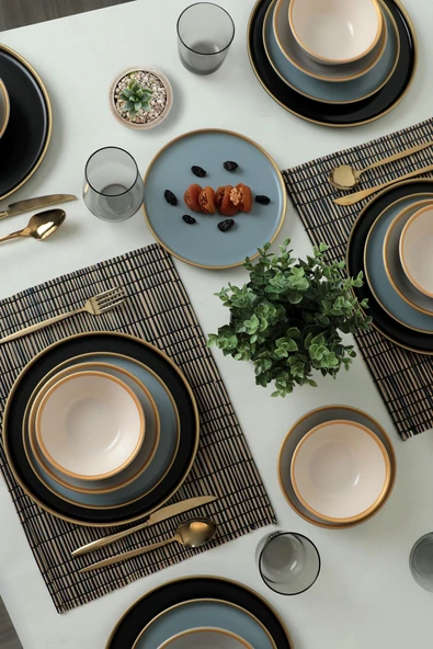 Keramika Safir Gri Yemek Takımı 6 Kişilik 24 Parça 624-995 - 2