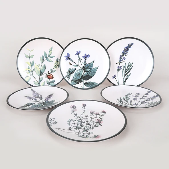 Keramika Keraart Çiçek Bahçesi Servis Tabağı 25 Cm 6 Adet - 18938-39-40-41-42-43 - 3