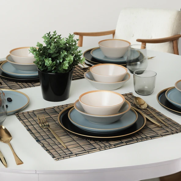 Keramika Safir Gri Yemek Takımı 6 Kişilik 24 Parça 624-995 - 5