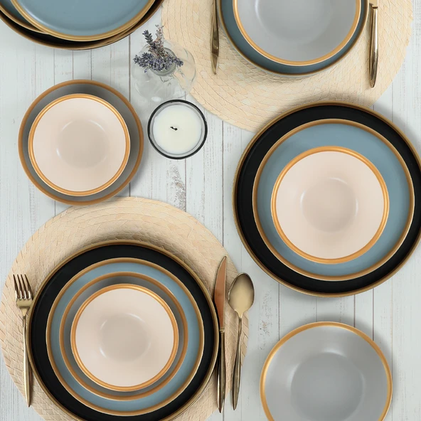 Keramika Safir Gri Yemek Takımı 6 Kişilik 24 Parça 624-995 - 10