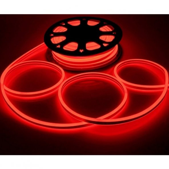 Agb LED Neon Esnek Şerit LED 2 Metre Kırmızı + 220 Volt Fiş Dahil