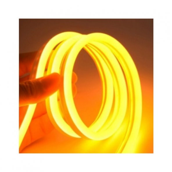 Agb LED Neon Esnek Şerit LED 5 Metre Amber + 220 Volt Fiş Dahil