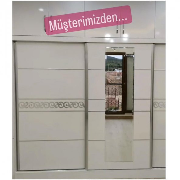 D-20 Altın 80 x 9 cm Sibu Aynalı Pleksi Mobilya Dolap Süsü - 2