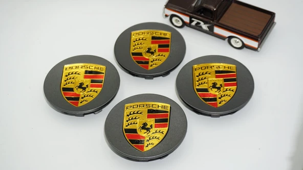 DK Tuning Porsche Koyu Gri Antresit Jant Göbeği Kapak Seti 76mm - Resim 2