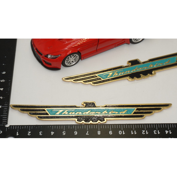 Ford Thunderbird Yeni Nesil Çamurluk Yanı 3M 3D Krom Metal Logo Amblem Seti - 5
