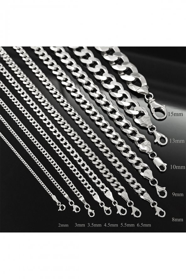 3.5mm Gurmet Model 925 Ayar Gümüş Erkek Bayan Kolye Zincir  2472532776430 - 4
