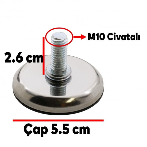 Metal Bingo Mobilya Ayağı Krom M10 - Resim 3
