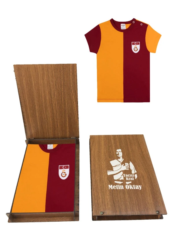 Galatasaray Bebek Metin Oktay Forma Tshırt Hediye Ahşap Kutulu - 5
