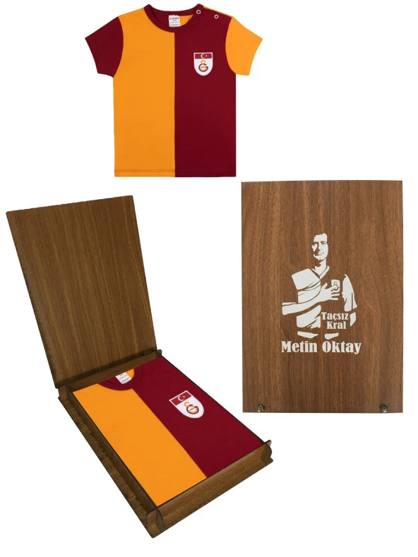 Galatasaray Bebek Metin Oktay Forma Tshırt Hediye Ahşap Kutulu - 6