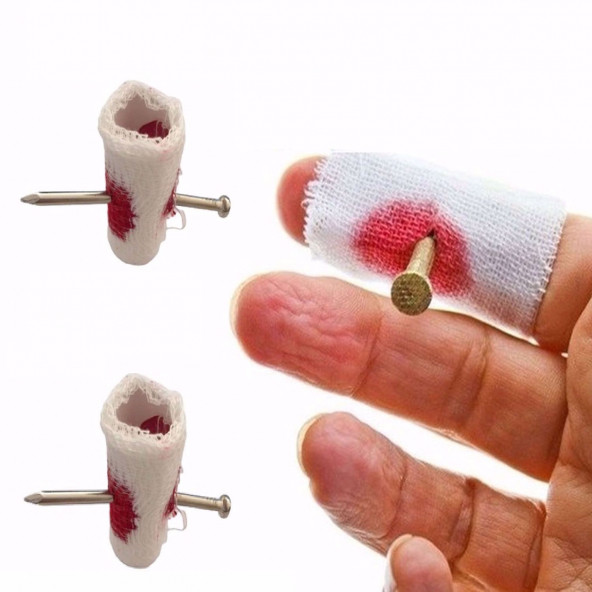 2 Li Çivili Parmak Şakası Kanlı Sargı Bezi Şaka parmağı
