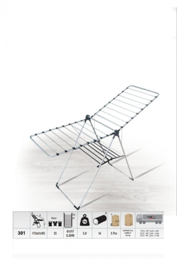 Carolina 301 Çamaşır Kurutmalık Kalın Borulu