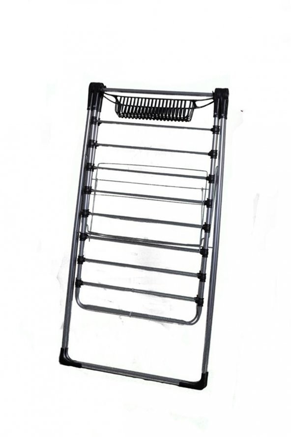 Siyah Kurutmalık Çamaşır Kurutma Askılığı Kalın Borulu Mandal Sepetlı - 3