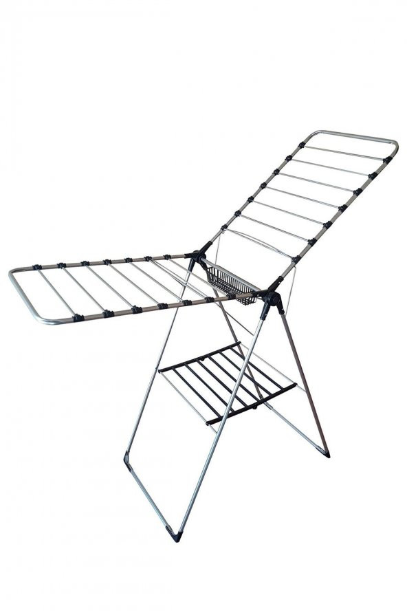 Siyah Kurutmalık Çamaşır Kurutma Askılığı Kalın Borulu Mandal Sepetlı Pra-187291-7637 - 3