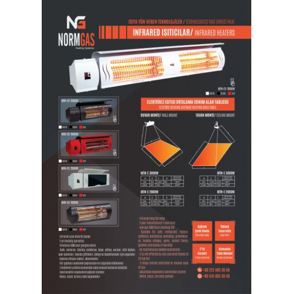 3000W Normgas İnfrared Dış Mekan Isıtıcı Heating Systems Siyah - 5