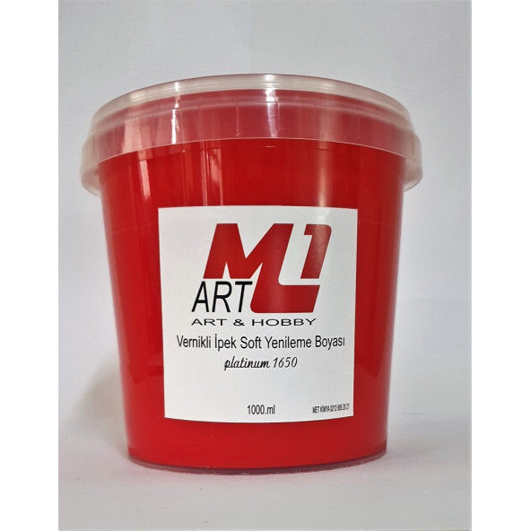M1 ART Su Bazlı Vernikli İpek Soft Yenileme Boyası KIRMIZI 1000.ml-Mobilya,cam,mermer,beyaz eşya,fayans,seramik,parke