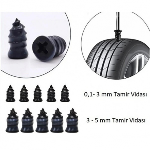 Motosiklet Araba Oto Lastik Tamir Kiti 10 Parça Kauçuk Vida Seti Kolay Vida Lastik Yaması - 4