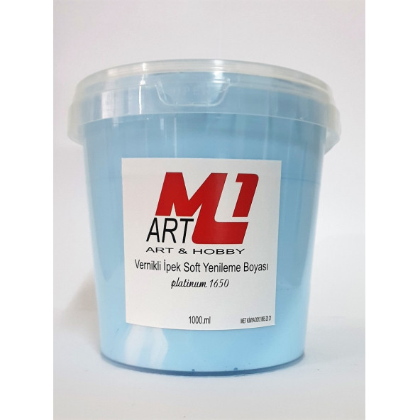 M1 ART Su Bazlı Vernikli İpek Soft Yenileme Boyası GÖK MAVİ 1000.ml-Mobilya,cam,mermer,beyaz eşya,fayans,seramik,parke