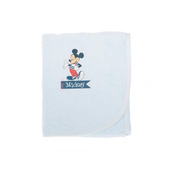 Özdilek Mickey Mouse Nakışlı Bambu Bebek Pelerin Mavi Lisanslı