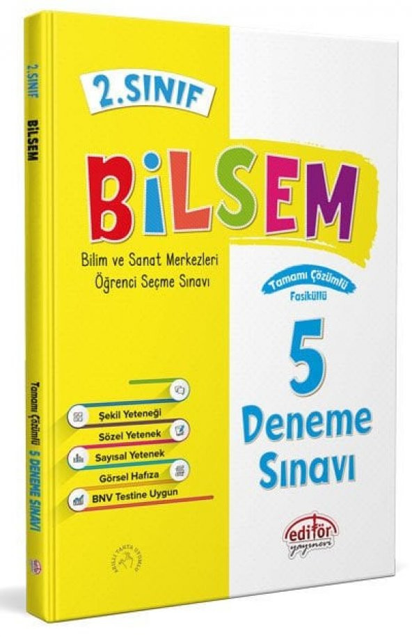 2. Sınıf Bilsem Çözümlü 5 Deneme Sınavı Editör Yayınevi