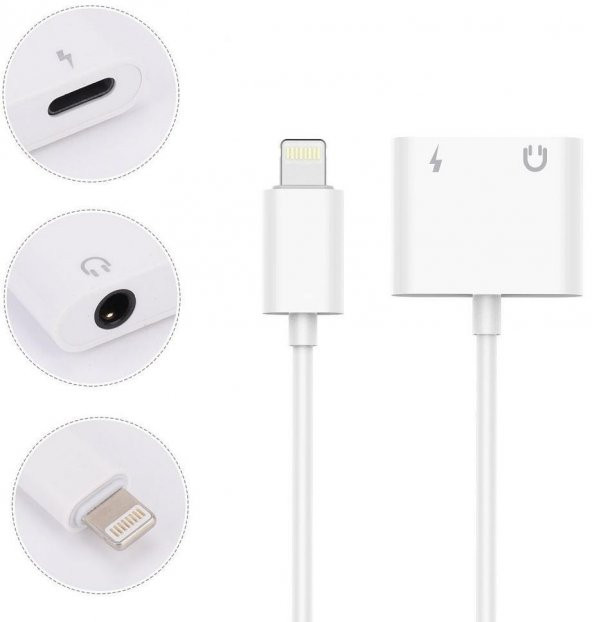 Lightning Kulaklık Şarj Çevirici Dönüştürücü Adaptör Aux Kablosu (iphone 7 8 X XR 11 Plu - 2