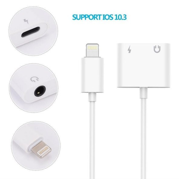 Lightning Kulaklık Şarj Çevirici Dönüştürücü Adaptör Aux Kablosu (iphone 7 8 X XR 11 Plu - 4
