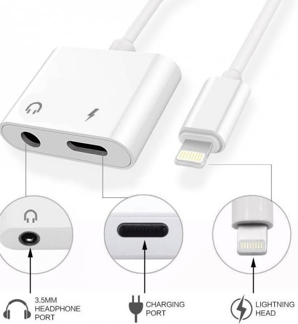 Lightning Kulaklık Şarj Çevirici Dönüştürücü Adaptör Aux Kablosu (iphone 7 8 X XR 11 Plu - 5