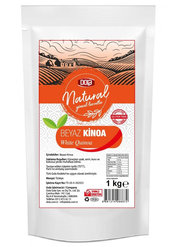 Dola Beyaz Kinoa Glutensiz Natural 1 kg