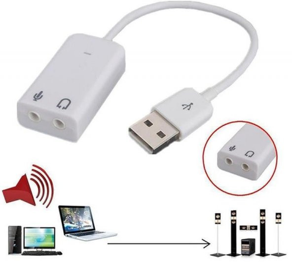 Harici Kablolu 7.1 Usb Ses Kartı 3.5mm Mikrofon Çevirici Dönüştürücü Adaptör - 4