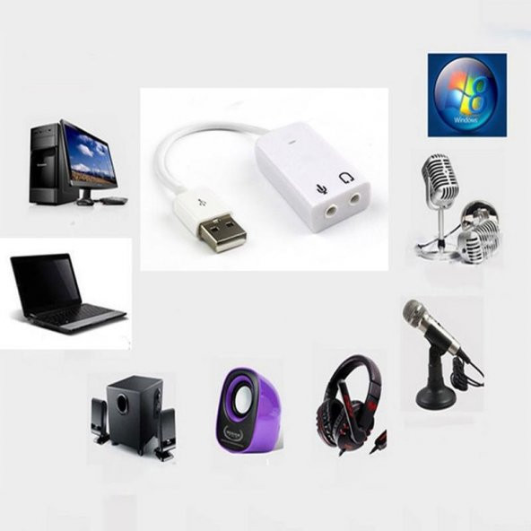 Harici Kablolu 7.1 Usb Ses Kartı 3.5mm Mikrofon Çevirici Dönüştürücü Adaptör - 5