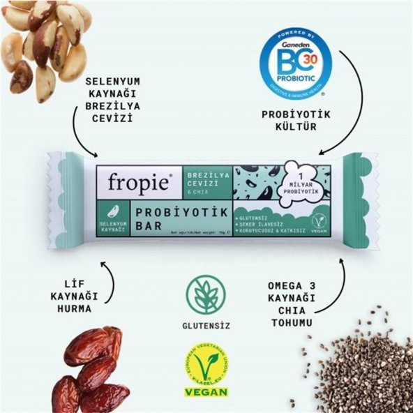 Fropie Brezilya Cevizi-Chia Probiyotik Bar 35 Gr
