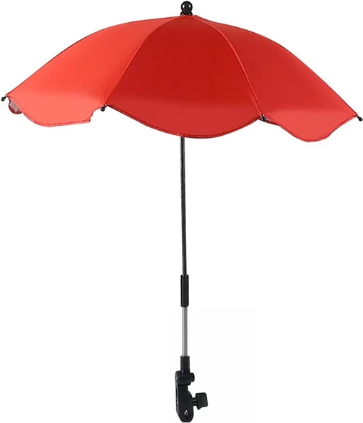 Valkyrie Bebek Arabası İçin Ayrılabilir 360 Derece Ayarlanabilir 66 cm Şemsiye - Kırmızı - 4