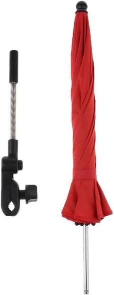 Valkyrie Bebek Arabası İçin Ayrılabilir 360 Derece Ayarlanabilir 66 cm Şemsiye - Kırmızı - 3