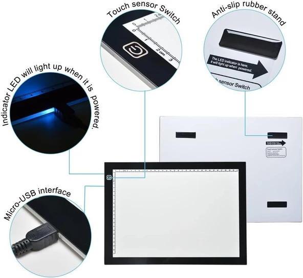 Valkyrie Led Işıklı A4 Boy Çizim Kopyalama Eskiz Çizim Ultra İnce Animasyon Portre Çizim Tableti - 5
