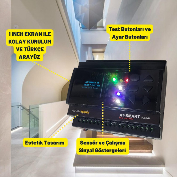 AT-SMART Serisi ULTRA AKILLI MERDİVEN AYDINLATMA SİSTEMİ+3 AD. PIR SENSÖR - 3