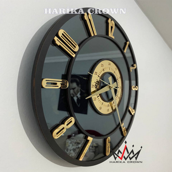 harika crown GERÇEK AYNALI DEKORATİF DUVAR SAATİ (40 CM)