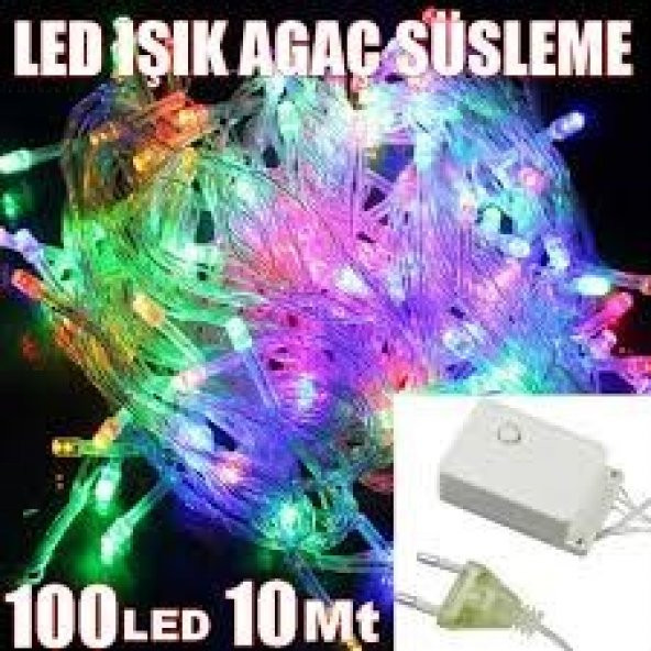 100 Ledli Renkli 5 Fonksiyonlu 10 Mt Led Yılbaşı Ağaç Süsü Sarkıt Işık Led Işık Ağaç Süsleme - 3