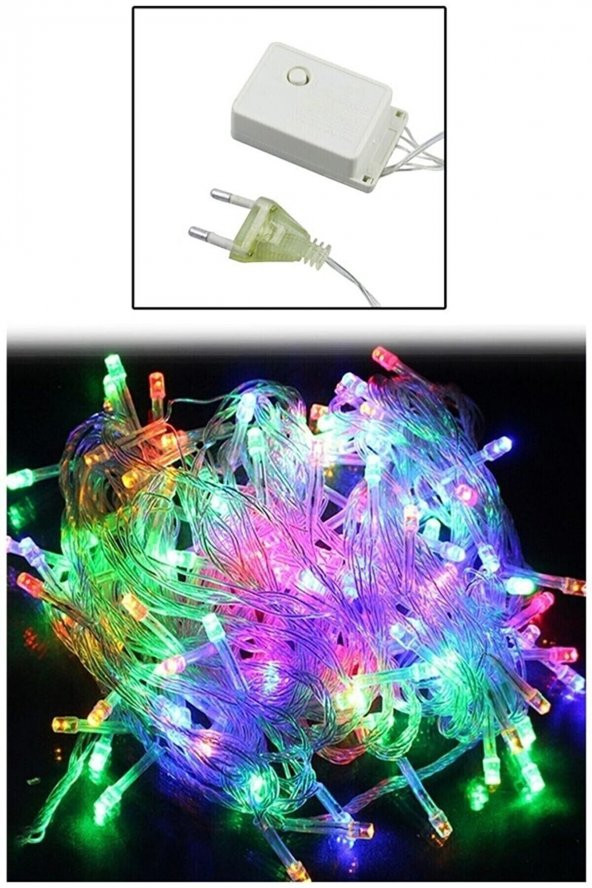 100 Ledli Renkli 5 Fonksiyonlu 10 Mt Led Yılbaşı Ağaç Süsü Sarkıt Işık Led Işık Ağaç Süsleme - 4