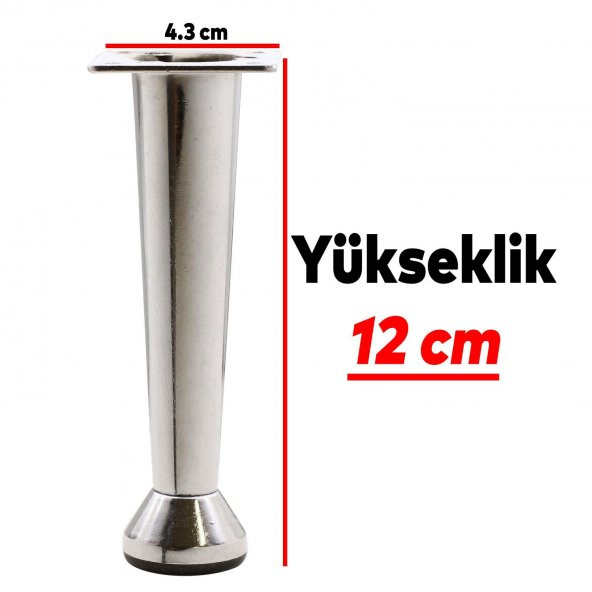 Mobilya Sehpa Puf Zigon Metal Ayağı Ayarlanabilir Krom Ayak 12 cm - 2