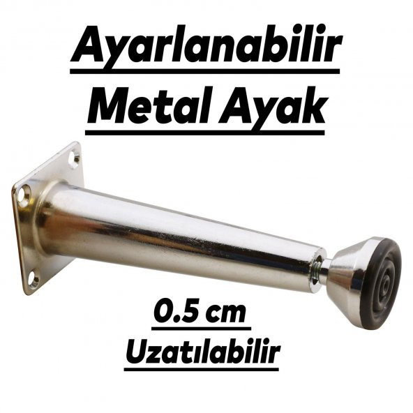Mobilya Sehpa Puf Zigon Metal Ayağı Ayarlanabilir Krom Ayak 12 cm - 3