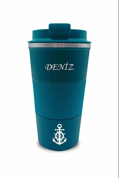 Kişiye Özel Çift Katmanlı Paslanmaz Çelik 500 Ml Kupa Araç Kahve Çay Termos Bardak -1549MAVİ