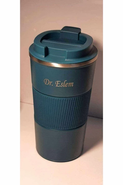 Kişiye Özel Çift Katmanlı Paslanmaz Çelik 500 Ml Kupa Araç Kahve Çay Termos Bardak -1549MAVİ - 5