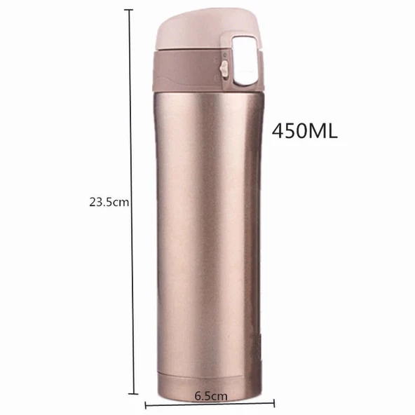 Kişiye Özel Isim Baskılı Kilit Sistemli Sızdırmaz 304 Paslanmaz Çelik 450 Ml Çift Katmanlı Termos - 4