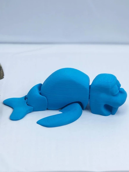 3D Hareketli Deniz Aygırı / Mors Figürlü Oyuncak - Mavi - Resim 5