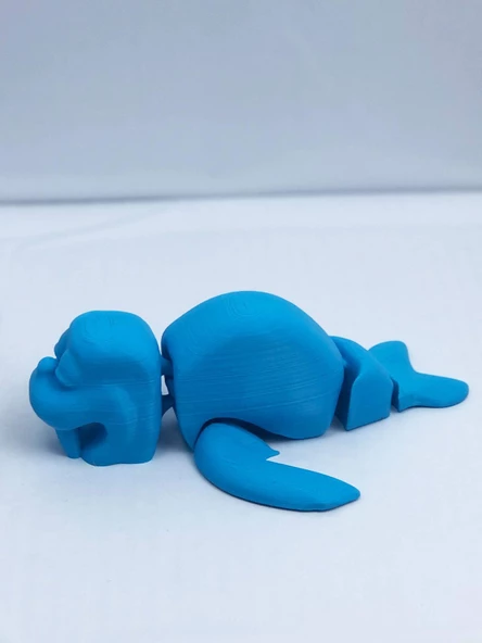 3D Hareketli Deniz Aygırı / Mors Figürlü Oyuncak - Mavi - Resim 2