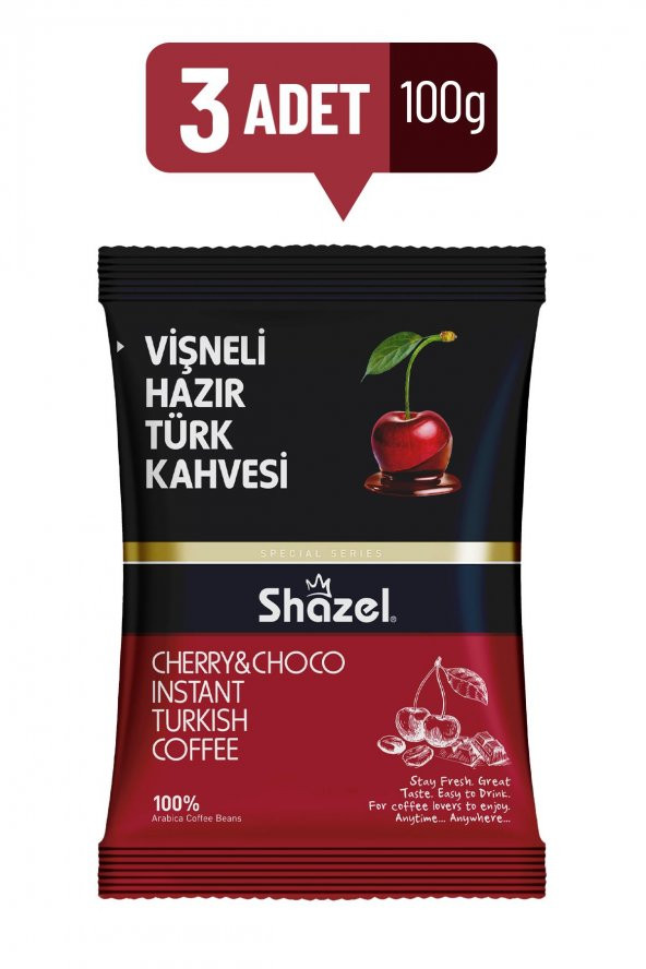 Shazel Vişneli Hazır Türk Kahvesi 100 gr. x 3 Adet - 1