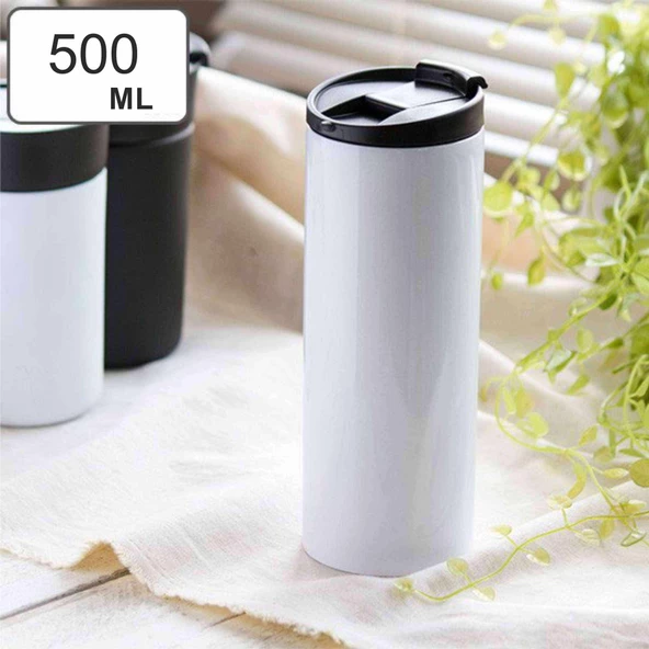 Elde Kolay Tutma Içimi Rahat Paslanmaz Sızdırmaz  Çift Katmanlı Metal Termos 500 Ml FLYON-571 BEYAZ - 7