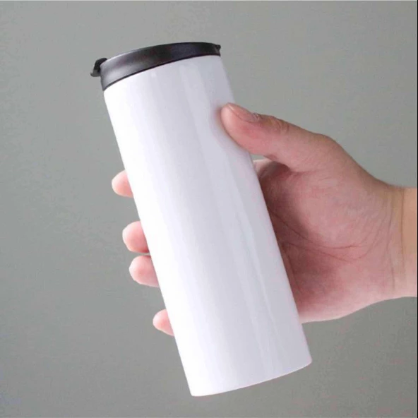 Elde Kolay Tutma Içimi Rahat Paslanmaz Sızdırmaz  Çift Katmanlı Metal Termos 500 Ml FLYON-571 BEYAZ - 2