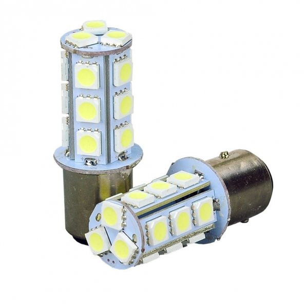 Çakar Ledli Stop Ampulü Fren Lambası 18 Led Kırmızı Tek Duy - 3